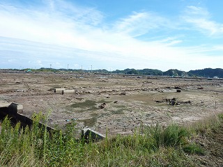 広大な更地。かつての家や畑は今は面影もないのが現状なのです。